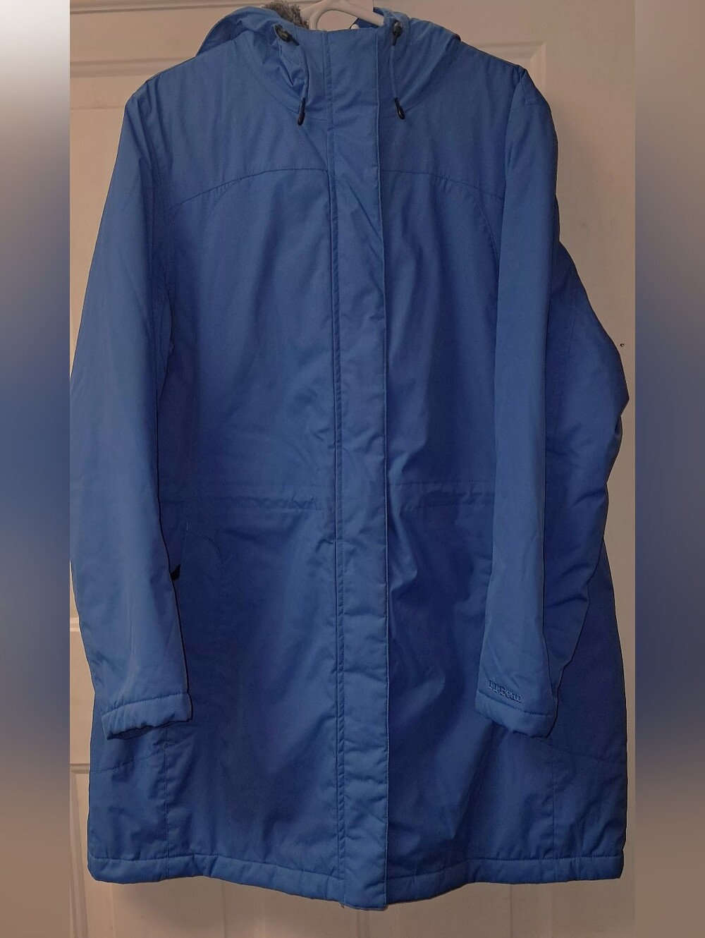 LLBean Womans XL Full Zip Fleece Hooded Waterproof Winter Jacket. Blue